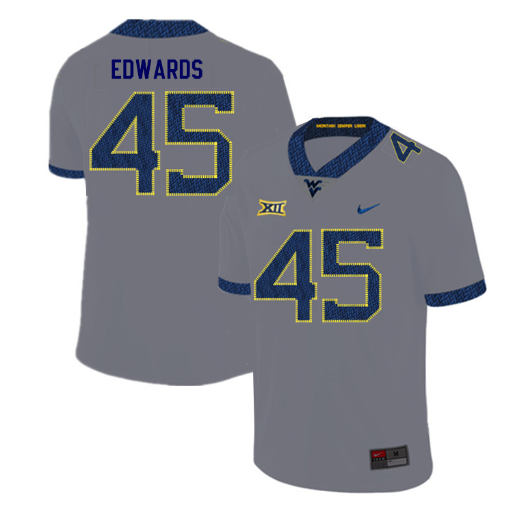 Men #45 Jason Edwards West Virginia Mountaineers College Football Jerseys Sale-Gray